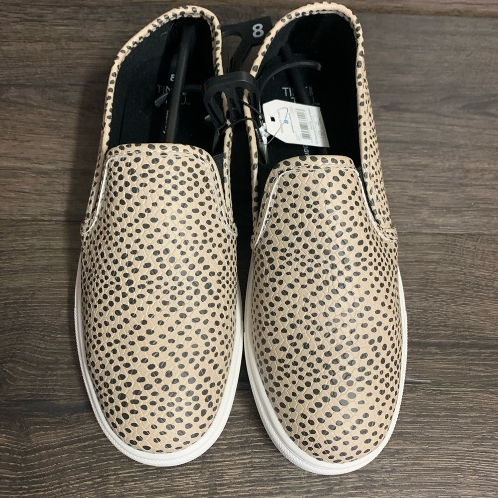 NEW Oatmeal + Black Polka Dot Slip Ons